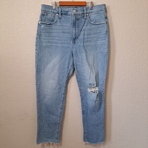 Madewell The Perfect Vintage Jeans Women's Blue Distressed Raw Hem Denim Size 31